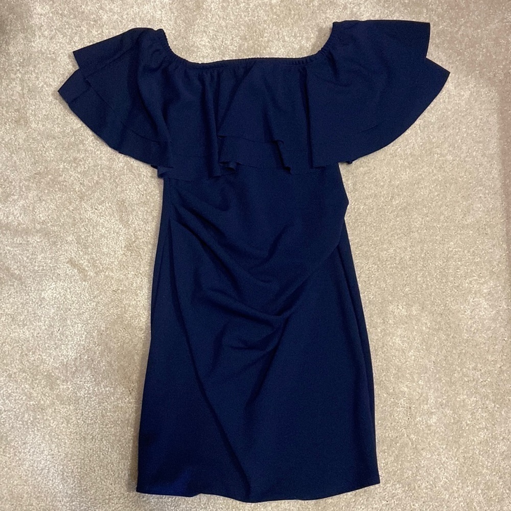 My Bump Navy Maternity Off the Shoulder Dress